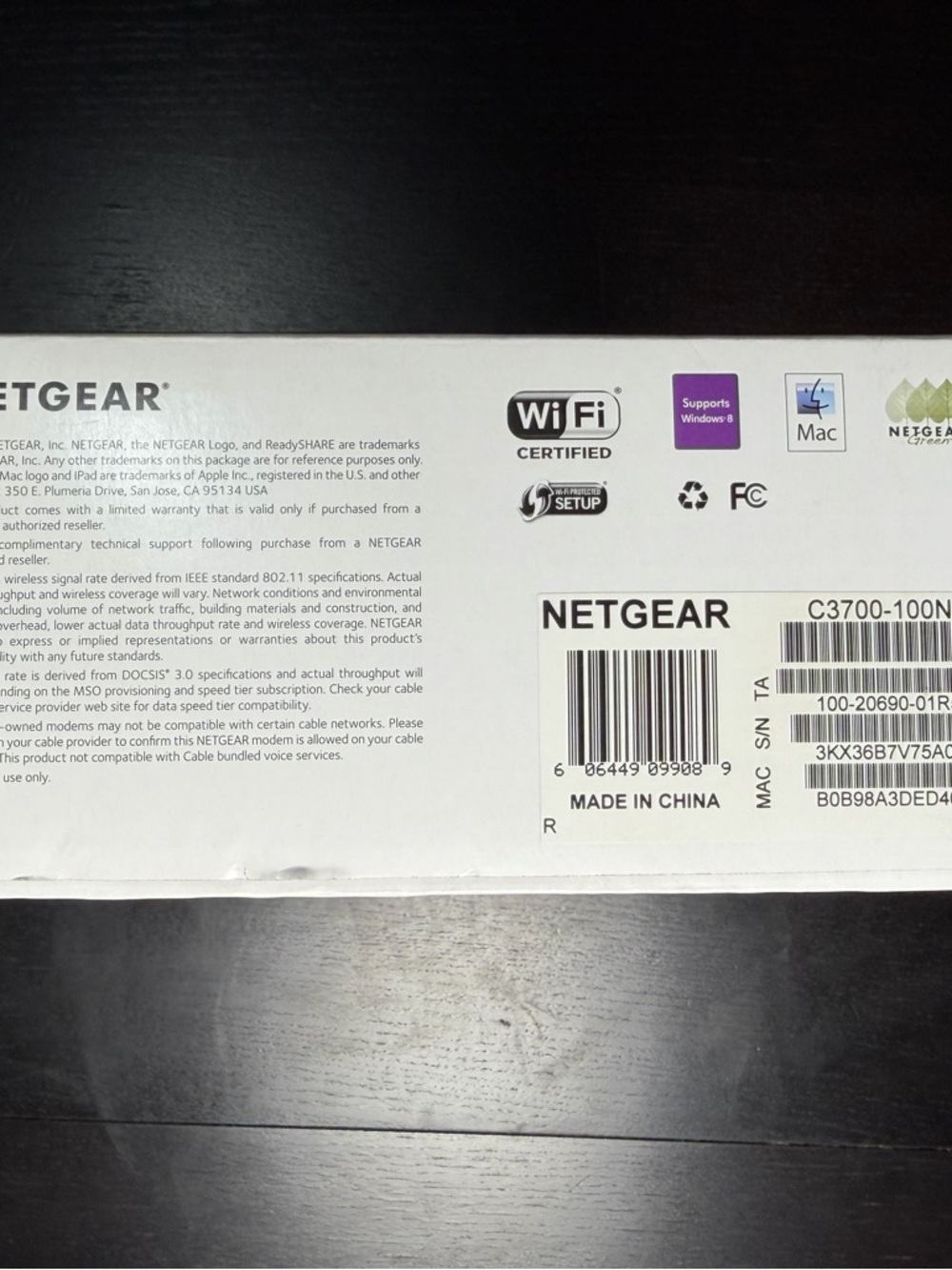 NETGEAR C3700 N600 WiFi Cable Modem Router DOCSIS 3.0 Open Box - Picture 2 of 7